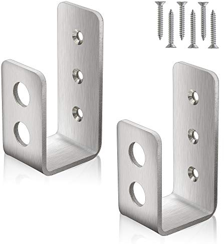 2 x 4 (3,8 x 8,9 cm) Türverriegelung (2 Stück) | Drop Open Bar Halter Marine Grade Edelstahl U-Halterung für 2 x 4 Holz als Sicherheitstürverstärkung, Türklemme, Scheune, Schuppen, Garage, Tor