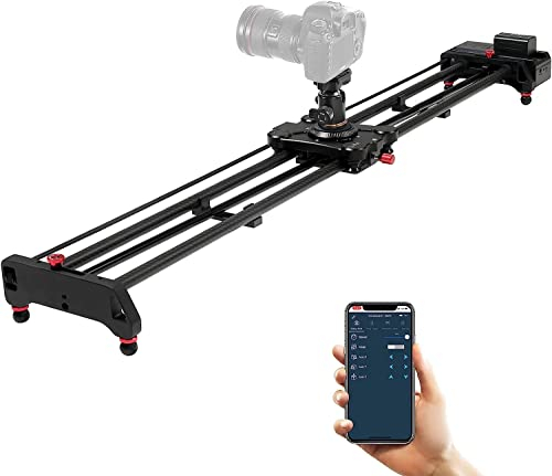 GVM Kamera Slider Motorisierter, 120cm Kamera Slider Dolly Rail mit APP Steuerung, motorisiertem Zeitraffer und Videoaufnahme Follow Focus Shot und 120-Grad-Panoramaaufnahmen, Video Schiebeschiene