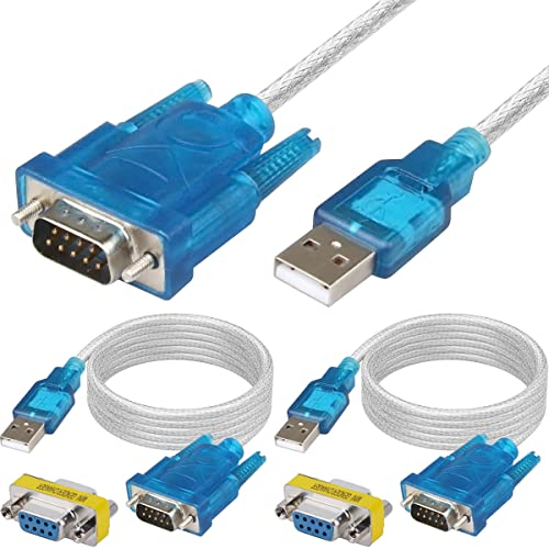 Xiatiaosann Adaptador USB a RS232, cable USB 2.0 a serie DB9 Adaptador macho de 9 pines con chipset Cable convertidor RS-232 Chipset, Windows 10 8 7, 2 piezas