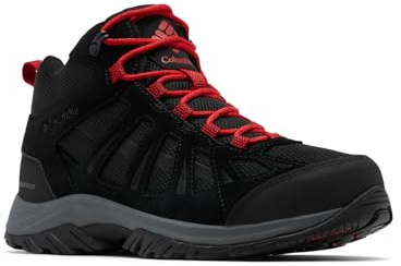 Columbia Redmond III Mid WP wasserdichte Wanderstiefel für Herren, Schwarz (Black x Mountain Red), 43.5 EU
