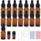 Reyshin 10ml Glass Dropper Bottles, 15 Pack Amber Glass Bottle with Dropper Pipettes Refillable Sample Dropper Bottle for Essential Oil Massage Aromatherapy Eye Drops (10ml amber)