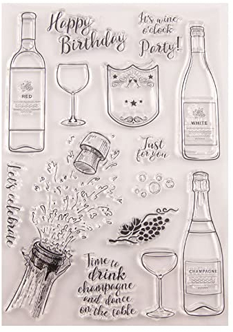 Bianriche Transparenter Silikonstempel Weinglas Kelch Transparent Stempel für Kartenherstellung Dekoration Basteln Fotos Scrapbooking Journaling