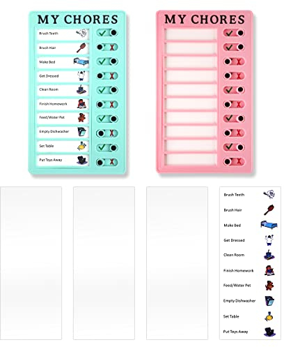 LUTER 2 Stück Checkliste Tafel, Täglich Zeitplan To Do Listen Plastik Aufgaben Tabelle Kinder Memo Checkliste mit Schieberegler mit 6 Stück Kartons für Wohnmobil Büro Kindergarten (Rot; Grün)