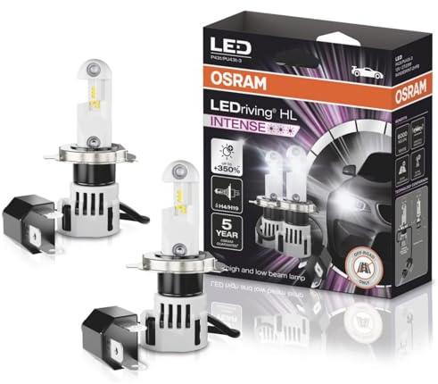 OSRAM LEDriving®HL INTENSE, ≜ H4/H19, LED replacement for conventional H4/H19 high and low beam lamps, off-road use only, 350% more brightness, 6000K, Hanging folding box (2 lamps)