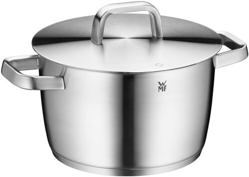 WMF Iconic - Olla grande de 22 cm, tapa de metal, olla de inducción de 4,7 l, olla grande, acero inoxidable Cromargan pulido, sin revestimiento