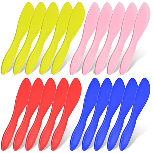 Aemygo 20 Pcs Plastic Butter Spreader, 7 Inch Multi Purpose Knife Spreader Tools for Kids, Versatile Kitchen Frosting Knives Sets for Cheese Butter Cream Jam Sandwich