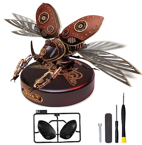 ROKR 3D Metall ABS Puzzle Käfer Beetle Modellbausatz Erwachsen Cyberpunk Insekt Figur Sammelbares Spielzeug Deko Geschenk Für Ihn Mann Papa(MI01