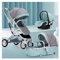 WIGSELBL Luxus-Kinderwagen und Kinderwagen, Faltbarer Kinderwagen, Stoßdämpfungsfedern, Hochsicht-Kinderwagen mit Aluminiumrahmen for Neugeborene und Kleinkinder (Color : Blauw)