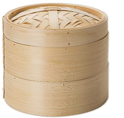Durable Bamboo Steamer Deepen Steamer Bamboo Steamer Bamboo Steamer for Household Use (Two Baskets and One Cover) (Color : Wood Color, Size : 30cm)
