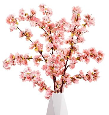 Künstliche Kirschblütenzweige, 100 cm, künstliche Kirschblütenstiele, Seide, Kirschblütenzweige, für Hochzeit, Heimdekoration, Rosa, 3 Stück