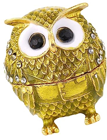Cabilock Eule Schmuckschatulle Dekorativer Schmuckhalter Schmuck Organizer Eulenfiguren Sammelfigur Emaillierte Eulenstatue Schmuck-geschenkbox Eulen-dekor Schmuckständer Legierung Emaille