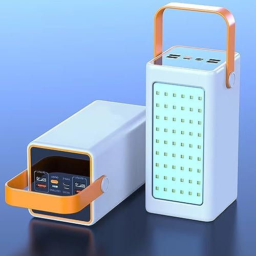 WTHOME Gran Capacidad 66W Fast Charge + Pd20W Portable Outdoor Mobile Phone Power Bank con iluminación,White-70000mAh