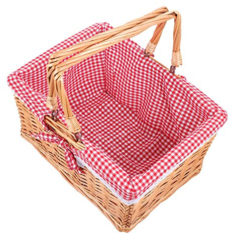 HOMSFOU Gewobener Korb Hochzeitskorb Korb Mit Griffen Pflanzenkorb Aus Seegras Korb Mit Stofffutter Körbchen Für Blumenmädchen Tablett Aus Obstrattan Natürlich Desktop-korb Kind Weide