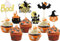 36 Stück Halloween Tortendeko Glitzer Fledermaus Hexe Katze Kürbis Schloss Kuchen Deko Boo Ghost Cupcake Toppers für Happy Halloween Thema Baby Dusche Geburtstag Party Kuchen Dekorationen