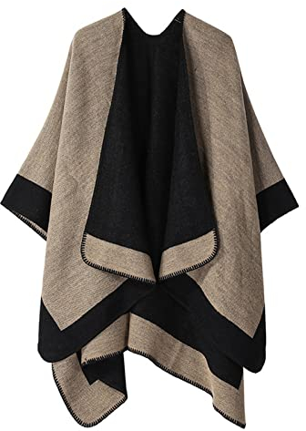 Poncho-Schal mit Kaschmir - Hochwertiges Cape für Damen - XXL Umhängetuch und Tunika mit Ärmel - Strick-Pullover - Sweatshirt - Stola für Sommer und Winter Halstuch Schal