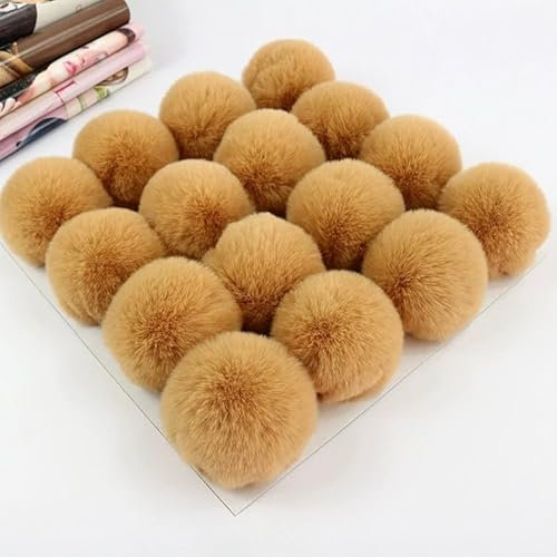 SYSUII 10 Stück 8cm Kunstfell Pompon Fellbommel Kunstfell Bommel Pompon Pom Ball DIY Fell Pom Poms für Damen Mädchen Mützen Beanies Tasche Weihnachtsdekoration Schlüsselanhänger Dekoration -Braun #1