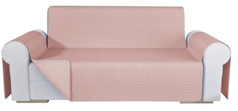 emmevi Copridivano Double Face Moderno Salvadivano Lavabile Fodera Proteggi Divano 3 Posti Rosa
