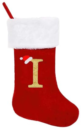 YuuFcy Nikolausstrumpf Personalisiert Weihnachtsstrumpf 45 cm Großer Christmas Stockings Weihnachtsbaum Kamin hängende Ornamente Geschenkhalter Weihnachtsdekorationen für Weihnachtsbaum und Heim (I)