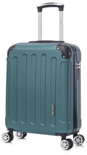 RAYKONG Maleta Cabina ABS 55x40x20cm (44L) - Maxima aprovechamiento de Capacidad - 4 Ruedas Giratorias Dobles con 360ª - Candado Incrustado - Verde