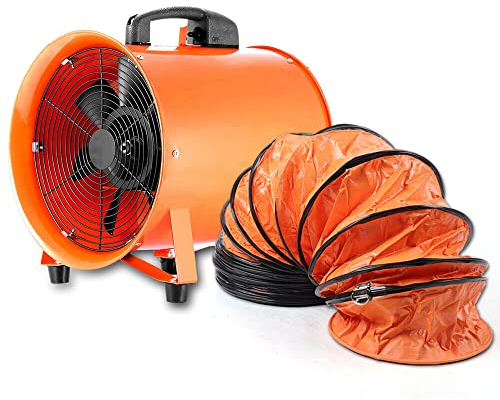 KAUITOPU Baugebläse, ø250mm Axialgebläse mit 10 m PVC-Kanal Industrielüfter für Fabriken Kellern Bauernhöfen Getreidelagern Spielplätzen andere Lüftungsanlagen
