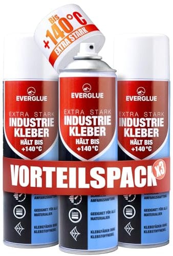 Big Difference Lot de 3 tubes de colle en spray avec tête de pulvérisation variable et valve aérosol 500 ml (3 colles en spray résistantes à la chaleur)