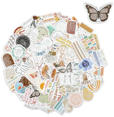 100 PCS Bible Verse Stickers - Christian Inspirational & Motivational Stickers Perfect for Water Bottle, Laptop, Journaling, Scrapbooking, Decals & Gifts