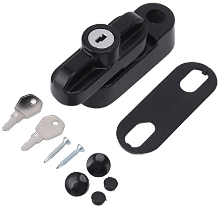 Cerraduras de Ventana, Aleación de Aluminio Cerradura de Ventana Externa, Pestillos de Seguridad para Ventana para Ventana Doble Individual(Negro)