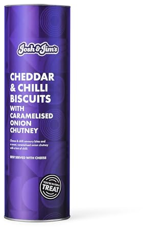 Josh & Jim's - Cheddar & Chilli Biscuits with Caramelised Onion Chutney, UK-Made, Perfect for a Cheeseboard, Authentic Recipe, Vegans & Vegetarians, 250g