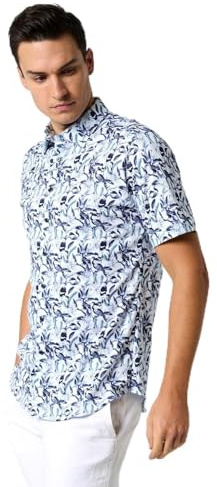 DeSoto Herren Jerseyhemd - Kurzarm - Kent-Kragen - Bügelfrei, Dark Blue Effects, L