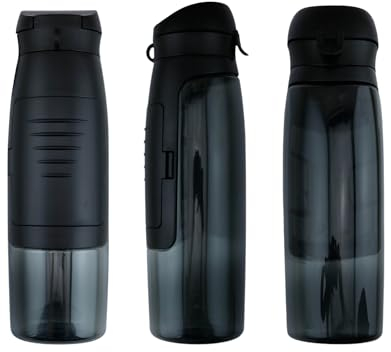 Novahaven Trinkflasche,wasserflasche,mit Integriertem Geldfach, Stoßfest, Leichtgewicht, BPA-Frei, für Universität, Beruf, und Outdoor (black)