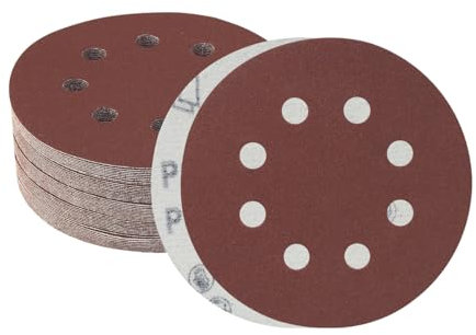 Meccion 125mm Disque de Ponçage 50 Pièces 180 Grain 8 Trous Disques Abrasifs pour Ponceuse Excentrique