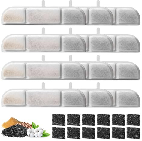 12 Pièces Filtres Fontaine Eau Chat, Feriva Filtres de Remplacement pour 2.5L Fontaine a Eau Chat sans Fil, Quadruple Action Filtre de Fontaine pour Animaux de Compagnie(12 éponge de Pré-filtre)