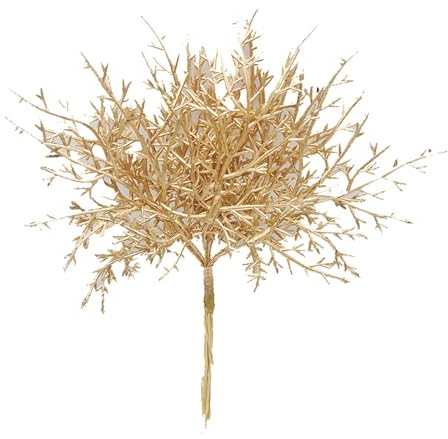 GBEN Künstliche Blumen Kleine Blumensträuße Weihnachtsbaum Weihnachtszweig Zedernbaum Gold Silber Nusszweig Japan Dekoration Außen (Gold, One Size)