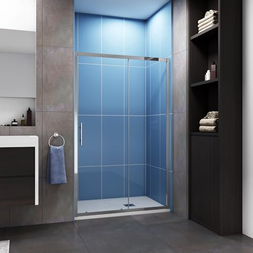 Porte de douche coulissante 150cm en 5mm verre trempé porte de douche Hauteur 190cm Installation en niche