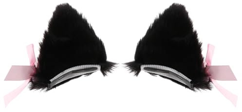 LIFKOME 1Paar Katzenohren Haarnadel mit Glocke Süße Cosplay Haarspangen für Kostümpartys für Halloween und Familienfotos Hochwertigem Imitat Kaninchenfell