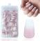 Faux Ongles Conseils - 168 Faux Ongles Français pour Le Collage, Blanc Rose Dégradé Design Faux Ongles Ballerina Nail Art Manucure pour Les Femmes (Dégradé Rose)
