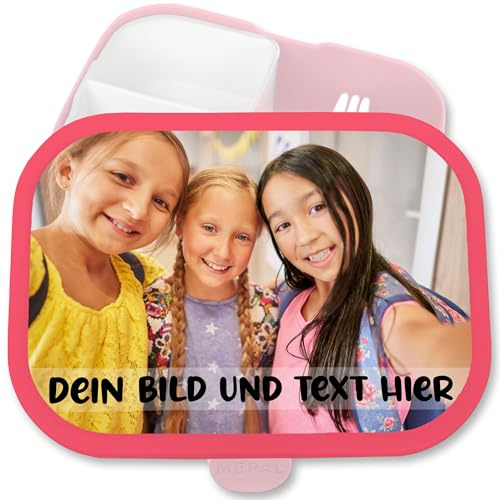 Shirtracer Mepal Brotdose Kinder personalisiert Bild Text Schulkinder | Rosa, 750 ml, mit Fächern, Schule, Campus, spülmaschinenfest, Einschulung, Fotogeschenk, selbst gestalten, Individuell