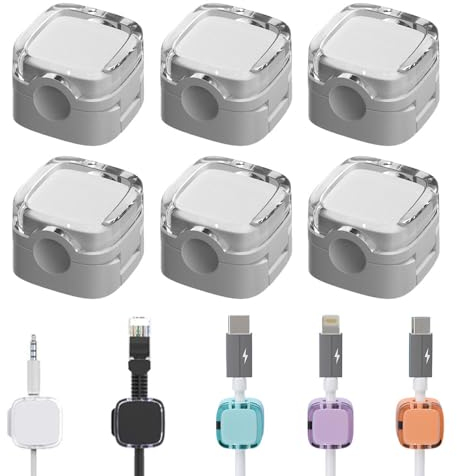 Magnetic Cable Clips, 6PCS Charging Cable Magnetic Cable Organizer Storage Holder, Kabelhalter Selbstklebend, Kabel Organizer Selbstklebend für Schreibtisch, Nachttisch, Ladekabeln (Weiß)