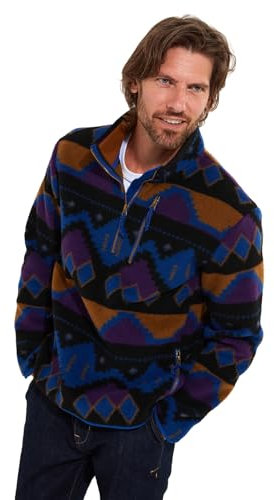 Joe Browns Men's Bold Aztec Funnel Neck Sweatshirt, Regular Fit, Blue Multi, M