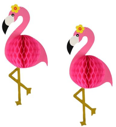 PRETYZOOM Décorations De Noël En Nid Dabeille 2 Pièces Flamant Rose Avec Fleur Pour La Maison