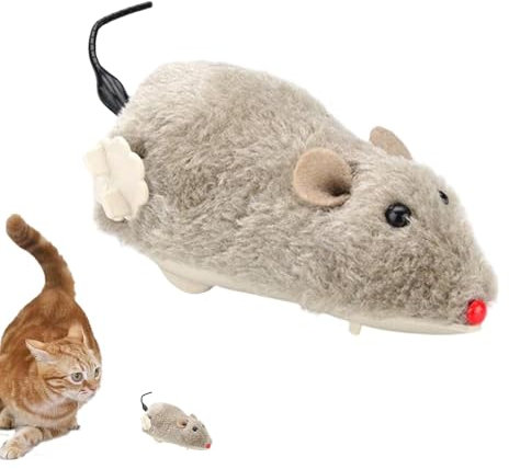 Juguete de ratón mecánico,Juguetes de ratón de gato - Ratón de juguete falso de cuerda para interiores | Mecanismo de relojería de caza de felpa de gato, juego interactivo para gatitos, gatos de
