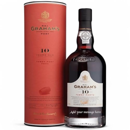 Personalised Graham’s 10 Year Old Tawny Port Gift for all occasions, Customised Engraved Port Bottle, Tawny Port with Custom Engraving, Premium Alcohol Gift Ideas 75cl