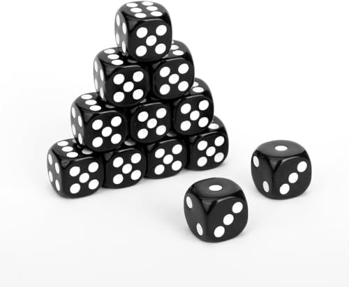 12 Schwarz16mm Standard-Augenwürfel aus Kunststoff – perfekt für jedes Spiel im Doppelblister