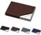 Jishiletao Porte-cartes de visite personnalisé en cuir PU et acier inoxydable pour homme et femme avec logo gravé et personnalisation du nom, marron, Moderne