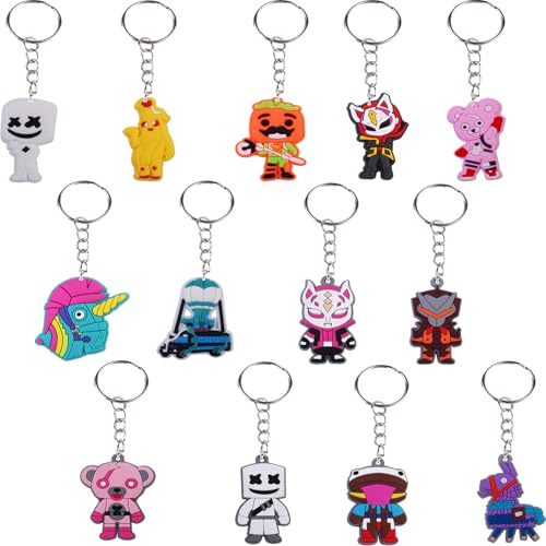 Yoimckay 13 Stück Schlüsselanhänger mit Charakteren, Cartoon, Schlüsselanhänger, Partyzubehör, Geschenk für Kinder, für Jungen und Mädchen, Füller für Kinderpartys