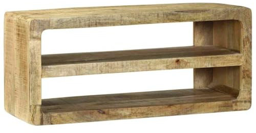vidaXL TV Cabinet with Shelf Brown 80 x 32 x 36 cm Solid Mango wood, Living Room Storage Solution, Modern Television Stand, Rectangular Media Cabinet, Multifunctional Shelving Unit, Indoor Organizer
