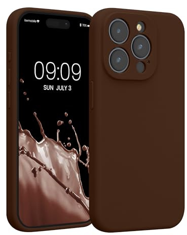 kwmobile Case Compatible with Apple iPhone 15 Pro Case - Slim TPU Silicone Phone Cover - Soft Touch Finish - Chocolate