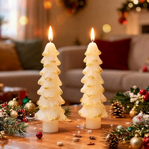 Weihnachtskerzen Geschenk Dekorative Weihnachten Kerzen Set, Natürliches Sojawachs Kerzenset Weihnachts Stabkerzen, Kleine Weihnachtsgeschenke für Frauen Heimdekoration Kamin Tisch Party Neujahr