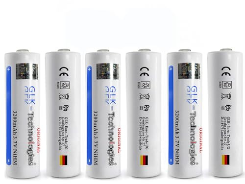 GLK-Technologies High Power Button Top 3200 mAh 3.7 V NiMH Battery 2025BJ Pack of 6 (6 x Button Top)