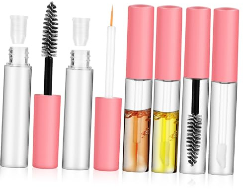 Mobestech 6 Leere Mascara Tuben mit Bürstchen Wiederverwendbare Kosmetiktuben aus ABS und Petg Nachfüllbare Lipgloss und Eyeliner Behälter für Täglichen Gebrauch und Geschäftsreisen
